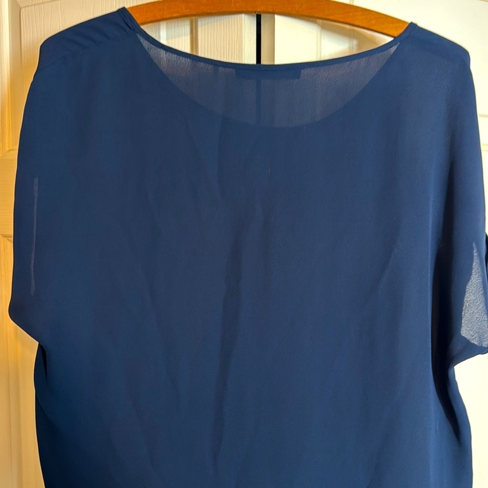 TAHARI Navy Blue Short Sleeve Top